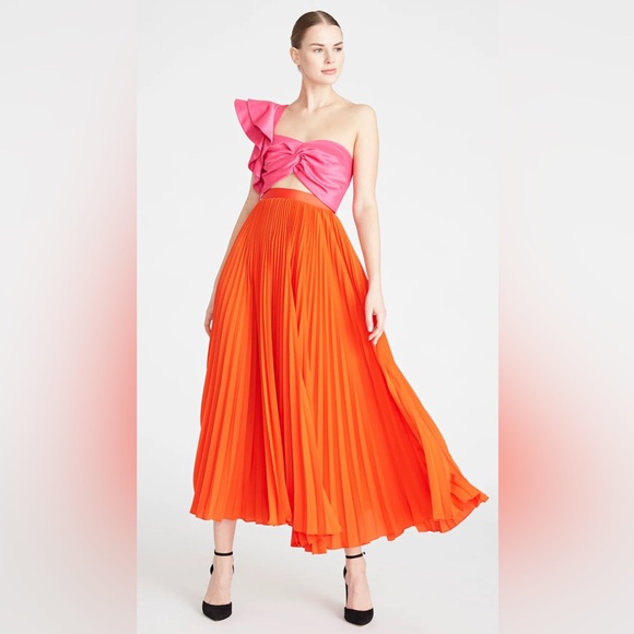 AMUR Dresses & Skirts - AMUR Pink and Orange CLEOPATRA Ruffle One-Shoulder Dress